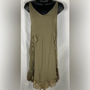 Free People Intimately Free‎ Size S Olive Dress Eyelash Lace Tie Back